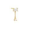  Baguette X Solitaire Chain Stud Earring - Adina Eden's Jewels