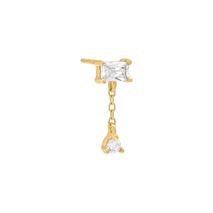  Baguette X Solitaire Chain Stud Earring - Adina Eden's Jewels