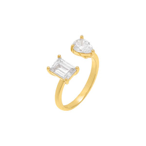 Gold / 6 Teardrop X Emerald Open Ring - Adina Eden's Jewels