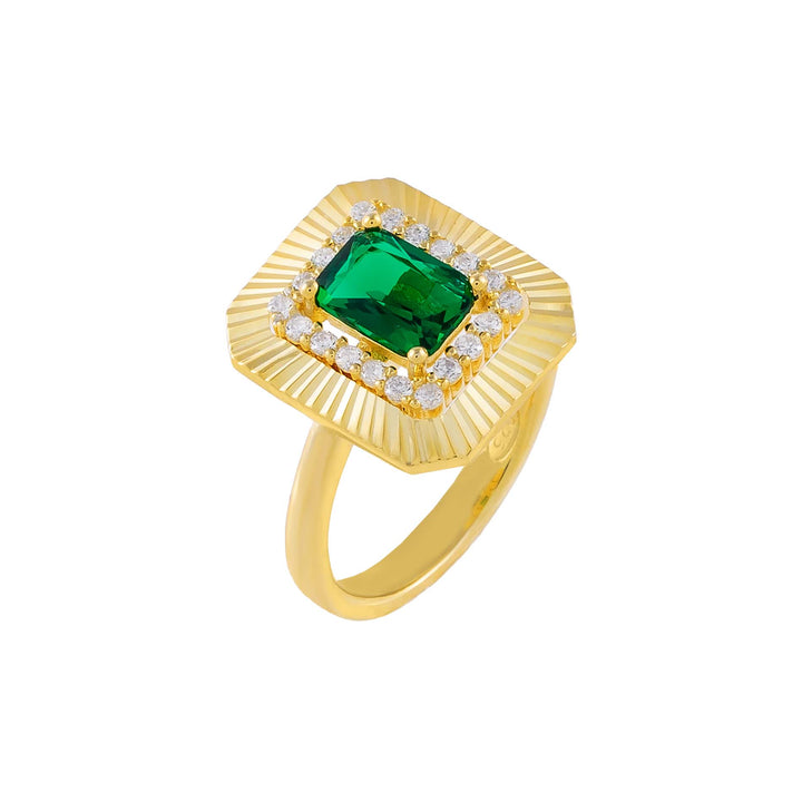 Emerald Green / 7 CZ Illusion Baguette Ring - Adina Eden's Jewels
