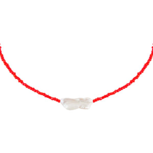 Red Baroque Pearl Color Beaded Choker - Adina Eden's Jewels