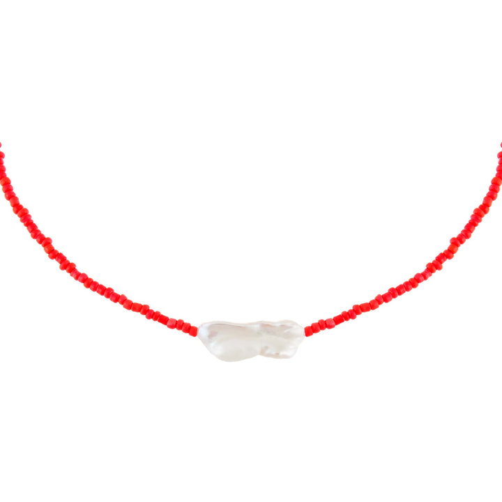 Red Baroque Pearl Color Beaded Choker - Adina Eden's Jewels