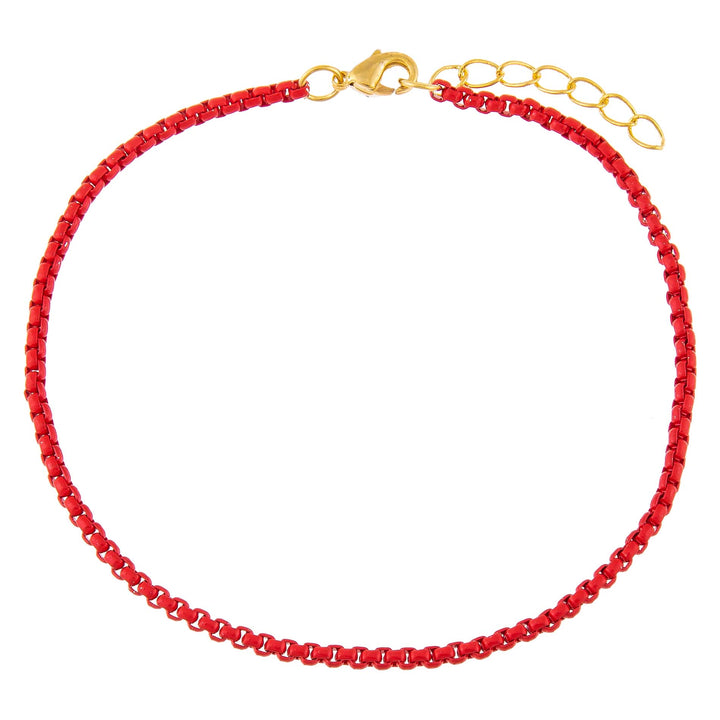 Red Colored Enamel Rope Chain Anklet - Adina Eden's Jewels