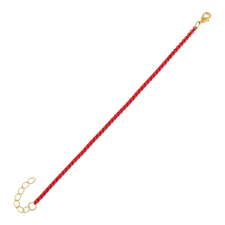 Bright Red Colored Enamel Rope Chain Bracelet - Adina Eden's Jewels
