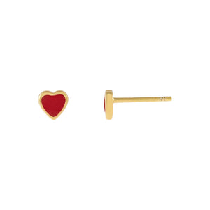 Ruby Red Tiny Red Enamel Heart Stud Earring - Adina Eden's Jewels