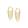 Gold / Pair Dangling Chain X Baguette Stud Earring - Adina Eden's Jewels