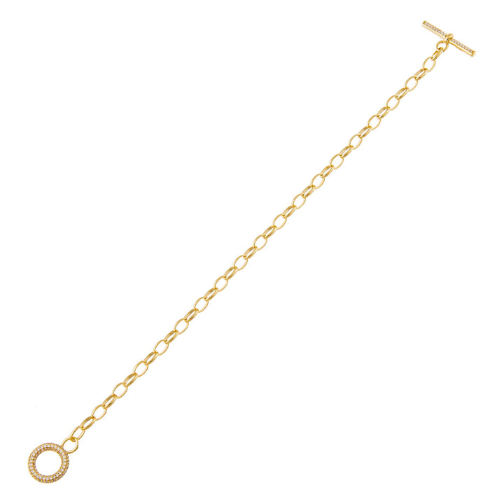 Gold Pavé Toggle Chain Link Bracelet - Adina Eden's Jewels