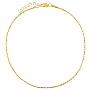 Gold Thin Rope Chain Anklet - Adina Eden's Jewels