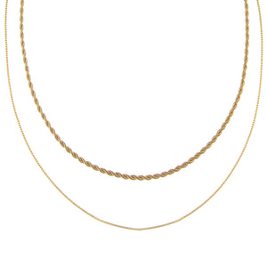 Gold Double Chain Rope X Box Necklace - Adina Eden's Jewels
