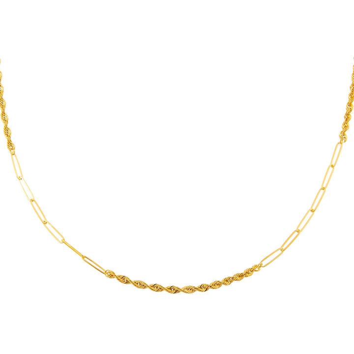 14K Gold Rope x Paperclip Chain Necklace 14K - Adina Eden's Jewels