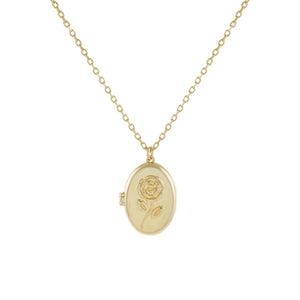 Gold Rose Locket Necklace - Adina Eden's Jewels
