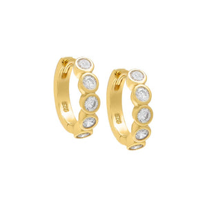 Gold / Pair Bezel Huggie Earring - Adina Eden's Jewels