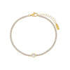 Gold / Round Round Bezel Thin Tennis Bracelet - Adina Eden's Jewels