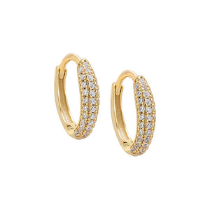 Gold / Pair Pavé Graduated Huggie Earring - Adina Eden's Jewels