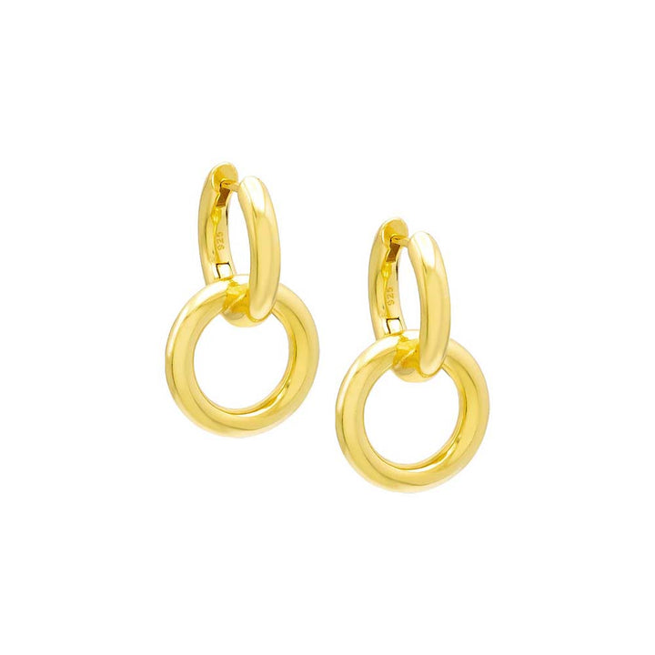 Gold Interlocked Double Hoop Huggie Earring - Adina Eden's Jewels