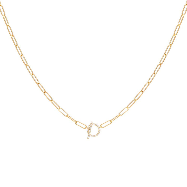 Gold Paper Clip Link Faux Toggle Necklace - Adina Eden's Jewels