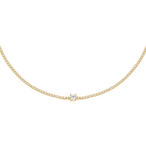 Gold CZ Solitaire Tennis Choker - Adina Eden's Jewels