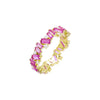 Gold / 6 Ruby Baguette x White Round CZ Band - Adina Eden's Jewels