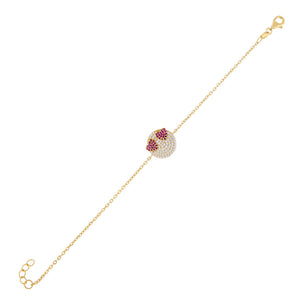 Gold Pavé Heart Eyes Bracelet - Adina Eden's Jewels
