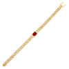 Magenta Pink CZ Colored Baguette Chain Link Bracelet - Adina Eden's Jewels