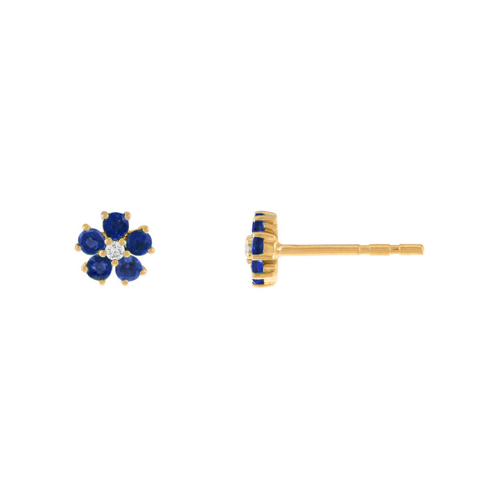  Diamond Mini Colored Flower Stud Earring 14K - Adina Eden's Jewels