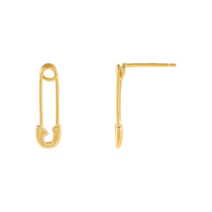 Gold Solid Safety Pin Stud Earring - Adina Eden's Jewels
