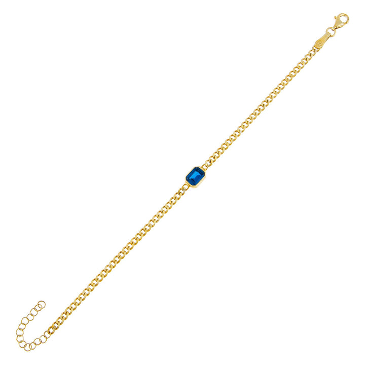 Sapphire Blue Colored Baguette Cuban Bracelet - Adina Eden's Jewels