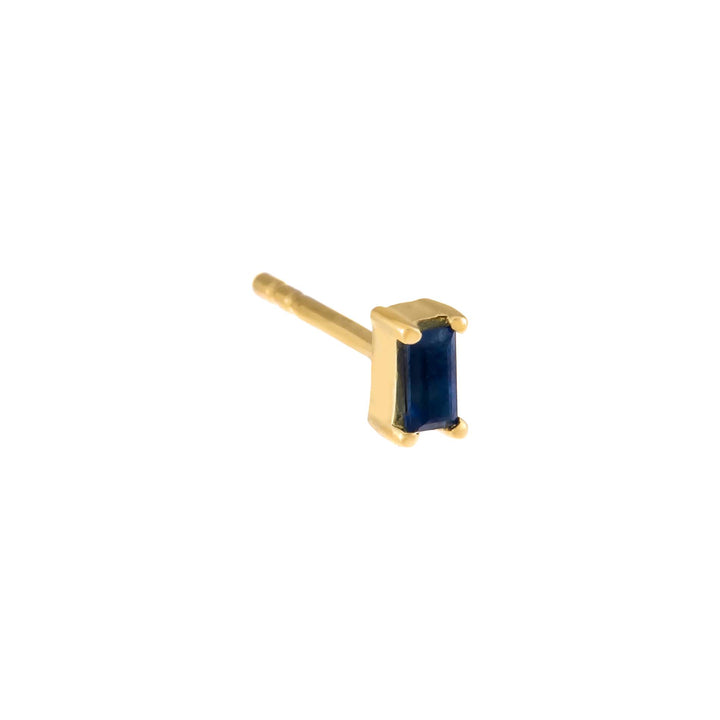Sapphire Blue / Single Tiny Colored Gemstone Baguette Stud Earring 14K - Adina Eden's Jewels