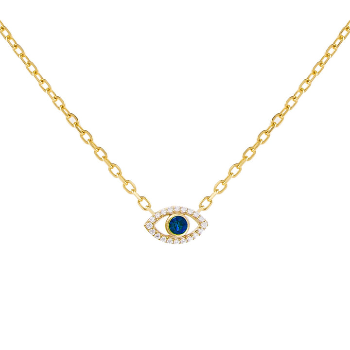 Sapphire Blue CZ Colored Evil Eye Necklace - Adina Eden's Jewels