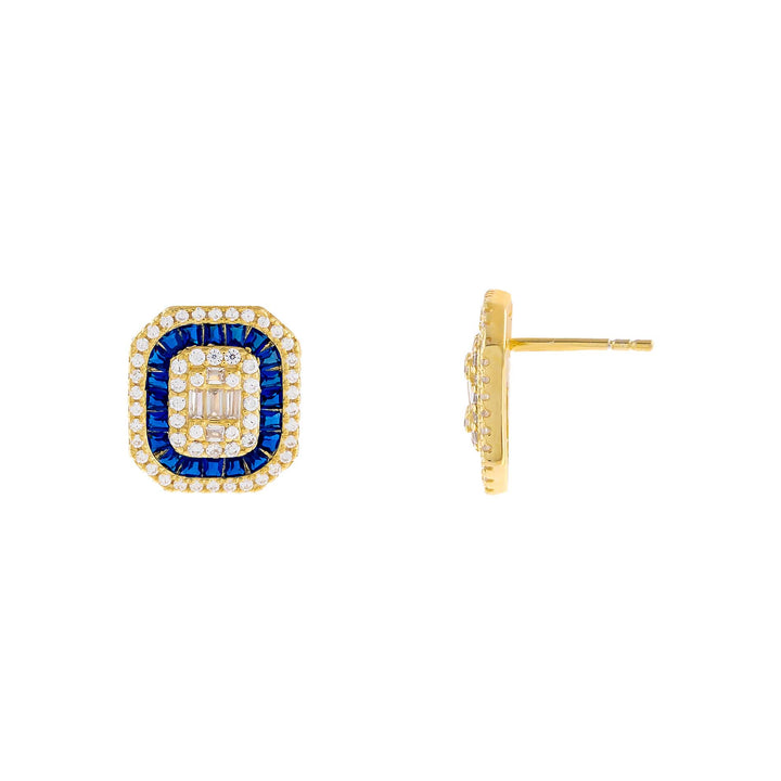 Sapphire Blue CZ Colored Illusion Stud Earring - Adina Eden's Jewels