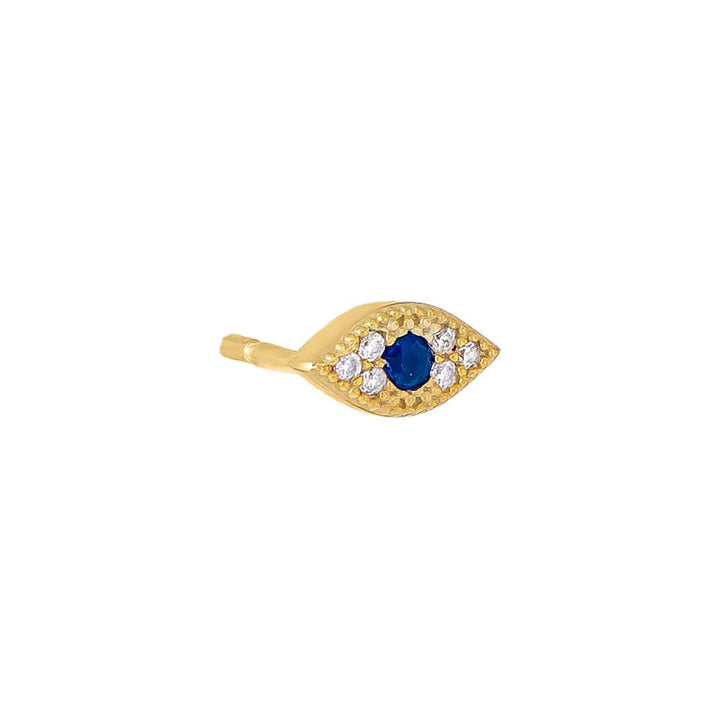 Sapphire Blue / Single Pavé Evil Eye Stud Earring - Adina Eden's Jewels