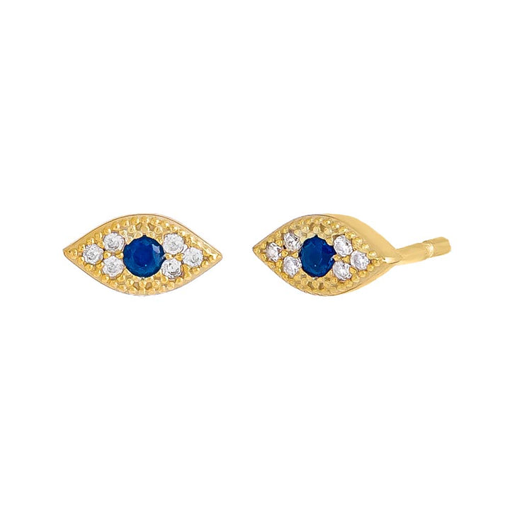 Sapphire Blue / Pair Pavé Evil Eye Stud Earring - Adina Eden's Jewels