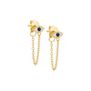 Blue / Pair Colored Evil Eye Front Back Chain Stud Earring - Adina Eden's Jewels