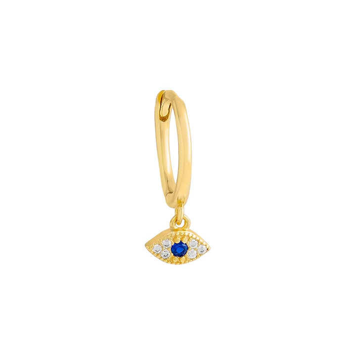 Sapphire Blue / Single Dangling Evil Eye Huggie Earring - Adina Eden's Jewels