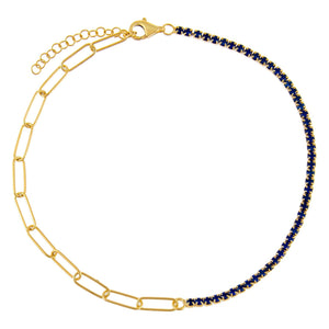  Colored Tennis X Link Anklet - Adina Eden's Jewels