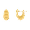 14K Gold Ribbed Huggie Earring 14K - Adina Eden's Jewels