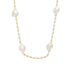 Pearl White CZ Bezel Chain Baroque Pearl Necklace - Adina Eden's Jewels
