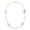  CZ Bezel Chain Baroque Pearl Necklace - Adina Eden's Jewels
