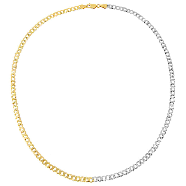  Two Tone Flat Curb Necklace - Adina Eden's Jewels