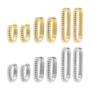  Solid Ridged Oval Shape Huggie Earring - Adina Eden's Jewels