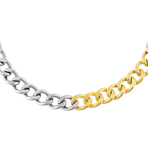 Combo Two Tone Miami Curb Large Links Choker - Adina Eden's Jewels
