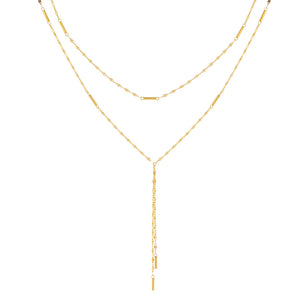 14K Gold Singapore X Mariner Link Double Chain Lariat 14K - Adina Eden's Jewels