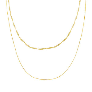 Gold Double Chain Singapore X Snake Necklace - Adina Eden's Jewels