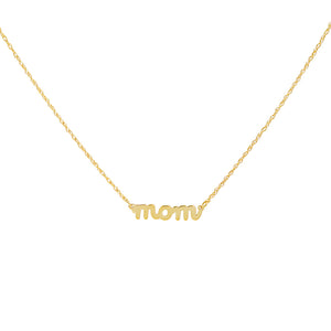 14K Gold Mini Mom Nameplate Necklace 14K - Adina Eden's Jewels
