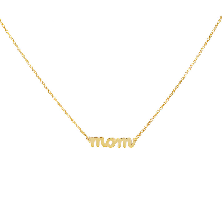 14K Gold Mini Mom Nameplate Necklace 14K - Adina Eden's Jewels