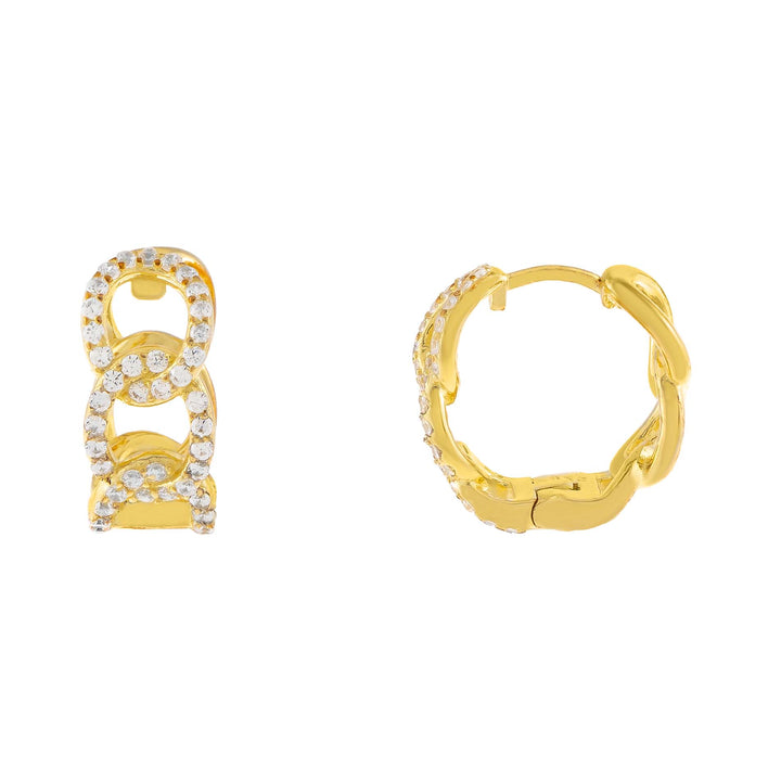 Gold Pavé Curb Huggie Earring - Adina Eden's Jewels