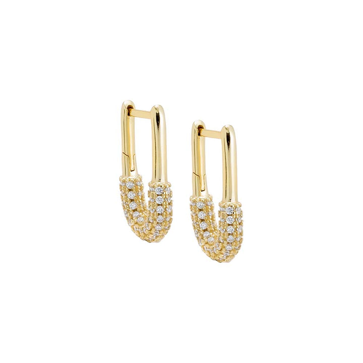 Gold / 16MM Solid Pavé Oval Shape Huggie Earring - Adina Eden's Jewels