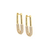 Gold / 20MM Solid Pavé Oval Shape Huggie Earring - Adina Eden's Jewels