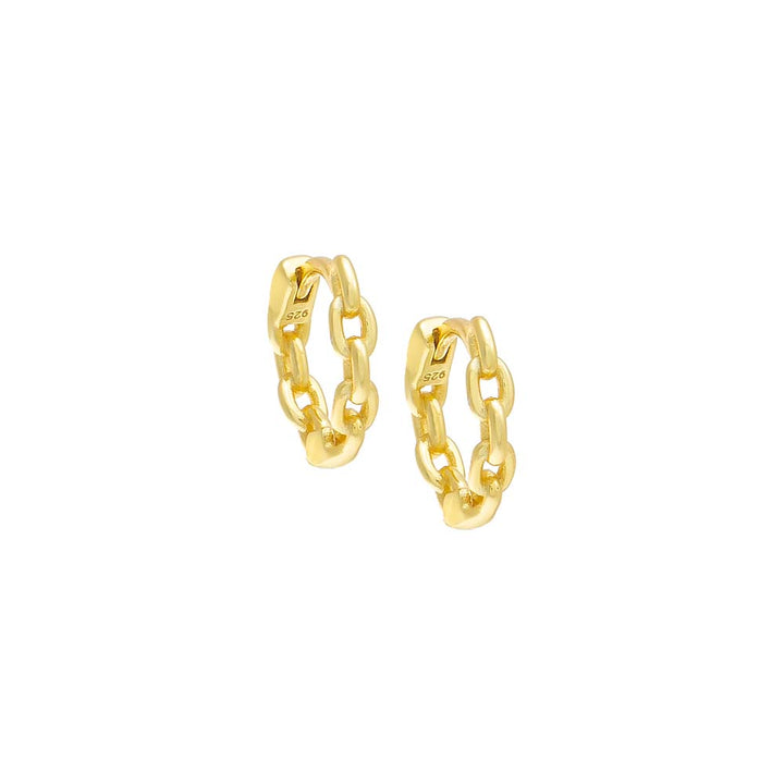Gold Solid Chain Link Huggie Earring - Adina Eden's Jewels