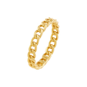 Gold / 6 Thin Cuban Chain Ring - Adina Eden's Jewels